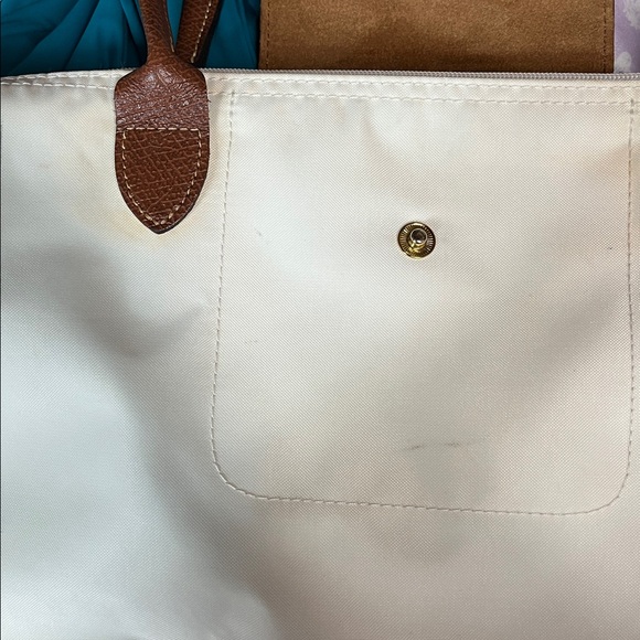 Longchamp Le Pliage Beige Tote with Brown Leather Trim - Picture 10 of 14